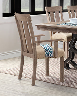 English Elm Nathaniel Upholstered Fabric Side Chair with Slatted High Back and Nailhead Trim, Set of 2 Maple 41 L x 23 W x 13 H B2726P265152