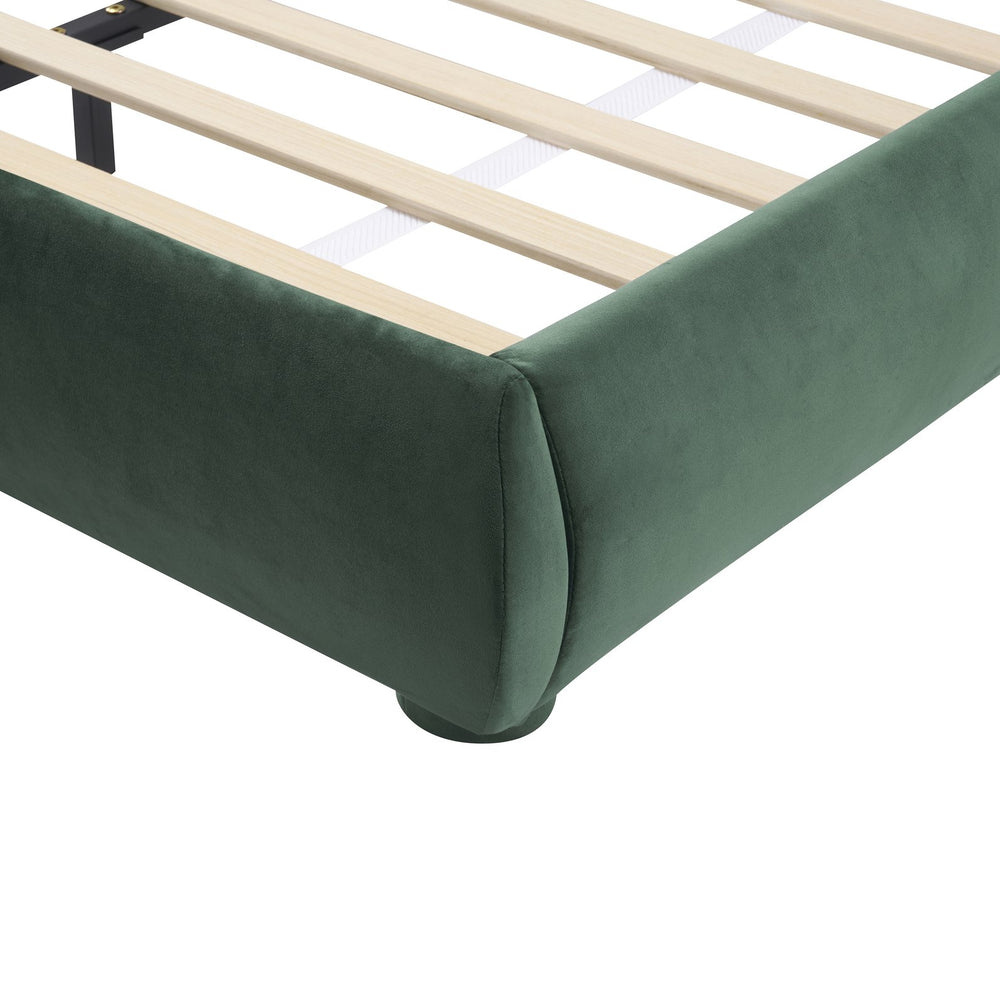English Elm Christopher Knight Home® - Dark Green Velvet Queen Bed with Curved Headboard, 800lb Capacity, Easy Clean Luxury Design N769Q347972G