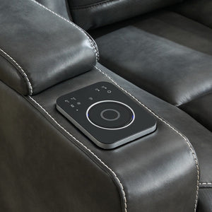 English Elm P42 Power Recliner with Led Lighting Wireless Charging and Faux Leather Home Theater Seat W1805P211241