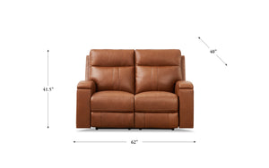 English Elm Venice Brown Leather Power Headrest Loveseat with Zero Gravity Recline, Memory Foam Comfort B2705P338105