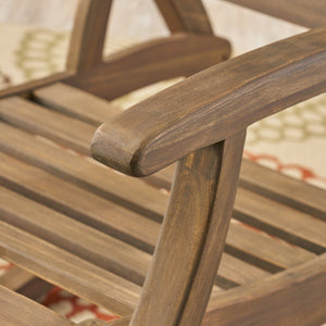 English Elm Christopher Knight Home® - Outdoor Acacia Wood Rocking Chair with Retractable Footrest, Durable Weather-Resistant Porch Patio Seating Comfortably Grey 63337.00GRY