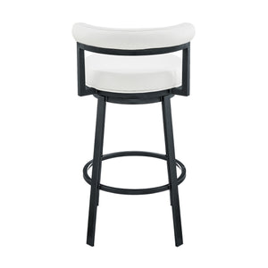 English Elm Adrix Cloud Finish Swivel Counter or Bar Stool with White Faux Leather, 360° Glide, 250lb Capacity B2736P354348