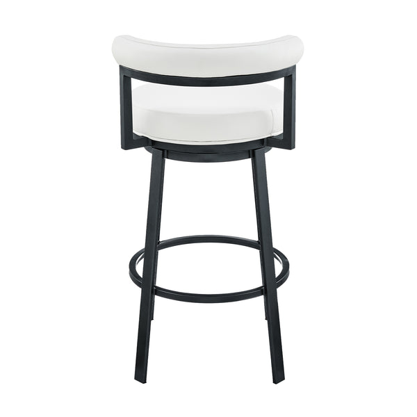 English Elm Adrix Cloud Finish Swivel Counter or Bar Stool with White Faux Leather, 360° Glide, 250lb Capacity B2736P354348