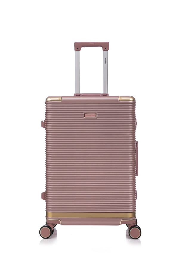 English Elm Luggage Set 3 Piece Polycarbonate Aluminum Frame Hard Shell Travel Suitcases with Lock Rose Gold T3292P361541