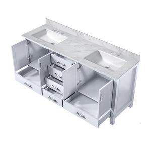 English Elm White Double Bath Vanity With Carrara Marble Top – Elegant Design, Ample Storage & Timeless Finish B2731P258901-GIGA