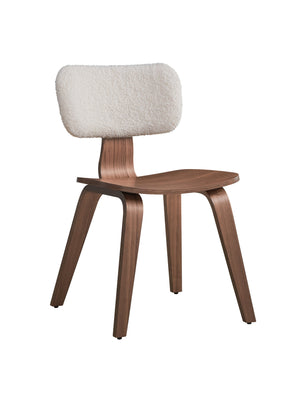 English Elm Casson Mid-Century Side Chair with Curved Wooden Legs, Minimalist Durable Synthetic Wood Seat Frame White+Walnut 43.7 L x 21.26 W x 5.71 H B2726P246298