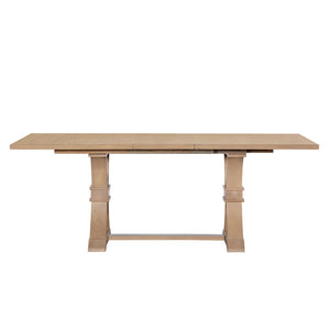 English Elm 63.00"-78.75" Extendable Farmhouse Dining Table Rubberwood X-frame Base Seats Eight Light Natural N771P347924A_N771P347925A