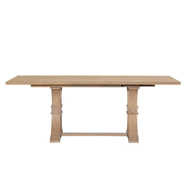 English Elm 63.00"-78.75" Extendable Farmhouse Dining Table Rubberwood X-frame Base Seats Eight Light Natural N771P347924A_N771P347925A