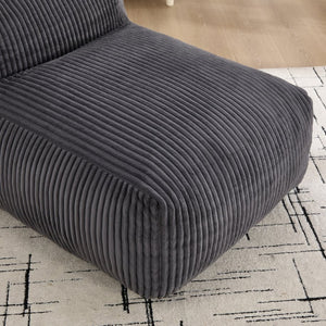English Elm Big Corduroy Lounger Bean Bag with Ottoman Memory Foam Fill for Living Room Dark Gray W395P435355
