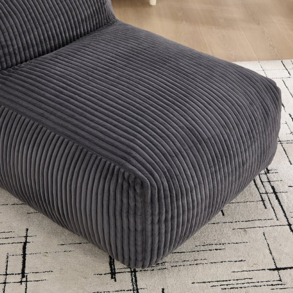 English Elm Big Corduroy Lounger Bean Bag with Ottoman Memory Foam Fill for Living Room Dark Gray W395P435355