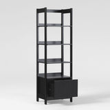 Holmes Modern Narrow Bookcase with Reeded Drawer Black WEHOL41OS2BL0 Walker Edison