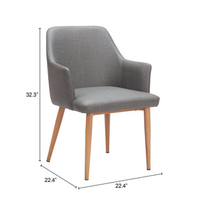 Zuo Modern Wisom Dining Chair Set Of 2 - Elegant Gray Upholstered Chairs For Modern Dining Spaces Gray 40% Polyethylene + 30% Polyurethane + 30% Polyester,Plywood,Ash Wood 110766-zuo-modern