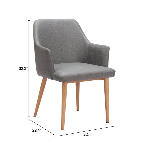 Zuo Modern Wisom Dining Chair Set Of 2 - Elegant Gray Upholstered Chairs For Modern Dining Spaces Gray 40% Polyethylene + 30% Polyurethane + 30% Polyester,Plywood,Ash Wood 110766-zuo-modern