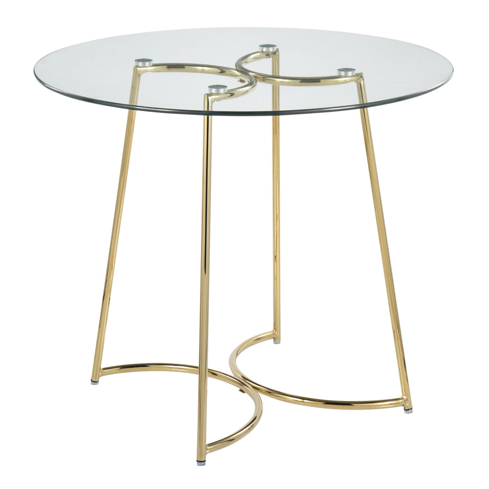 English Elm Cece Round Glass Dinette Table by LumiSource — Gold Metal Frame, Glam Contemporary Design Seats 4 B202S01099