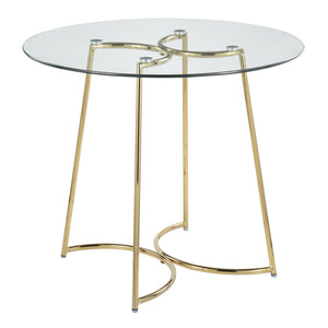 English Elm Cece Round Glass Dinette Table by LumiSource — Gold Metal Frame, Glam Contemporary Design Seats 4 B202S01099