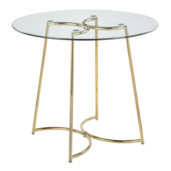 English Elm Cece Round Glass Dinette Table by LumiSource — Gold Metal Frame, Glam Contemporary Design Seats 4 B202S01099