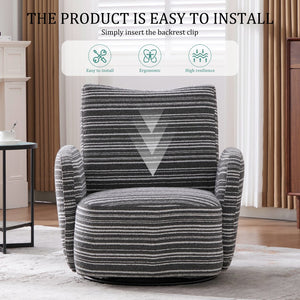 English Elm Modern Boucle 360° Swivel Leisure Chair with High‑Resilience Sponge, Supportive Curve, 550lb Capacity Dark Gray W395P355513