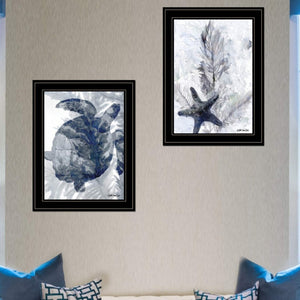 English Elm "ocean Collection" Two Piece Coastal Framed Canvas Wall Art with Matte Black Wood Frame B06788436