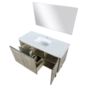 English Elm Rustic Acacia Bath Vanity 48" W x 20" D with Cultured Marble Top, Soft-Close Drawers, 43" Mirror B2731S01512