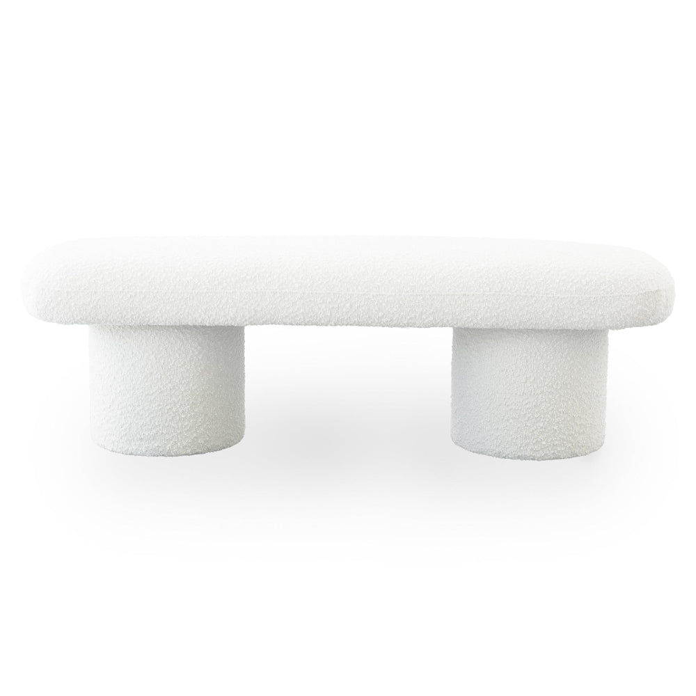 English Elm Ashcroft Furniture - Randolph Ivory Boucle Bench with Plush Upholstery, Solid Wood Frame, Minimalist Japanese Design Elegance B183P281177