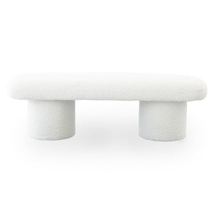 English Elm Ashcroft Furniture - Randolph Ivory Boucle Bench with Plush Upholstery, Solid Wood Frame, Minimalist Japanese Design Elegance B183P281177