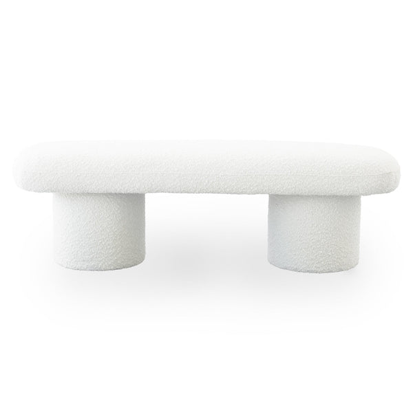 English Elm Ashcroft Furniture - Randolph Ivory Boucle Bench with Plush Upholstery, Solid Wood Frame, Minimalist Japanese Design Elegance B183P281177