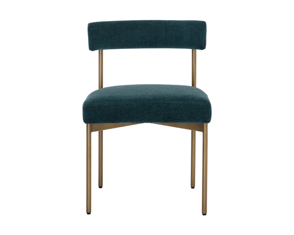 Sunpan Seneca Dining Chair Set of 2 - Modern Open Back Design with Stylish Steel Frame for Contemporary Homes Antique Brass / Danny Teal