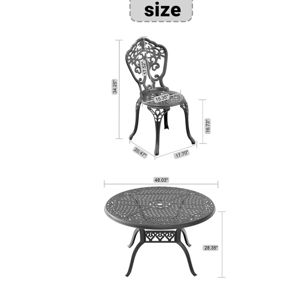 English Elm 7-Piece All-Weather Cast Aluminum Dining Set With Black Frame For Stylish Outdoor Gatherings W1710S00230