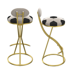 English Elm Football Velvet Bar Stools Set of 2 — Creamy White Back, Gold Metal Frame, Plush Foam Seat, 27.95" Height W1757P354692