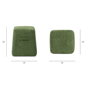 English Elm Jennifer Taylor Home - Clyde 14" Tapered Square Upholstered Ottoman in Spice Fleece Teddy Fabric — Compact Cozy Footrest and Seat Green B2719P269258