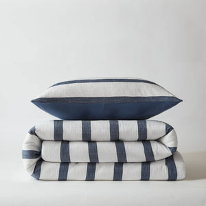English Elm 2-piece Yarn-dyed Striped Comforter Set Seersucker Texture Coastal Japandi Bedding B035P463218