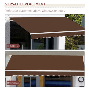 English Elm Outsunny 13' X 8' Manual Crank Retractable Awning - Durable Uv & Water-Resistant Shade For Patios W2225P174248-GIGA