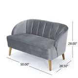 Christopher Knight Home® - Noble House - Amaia Mid-Century Modern Velvet Sofa with Seashell Backrest