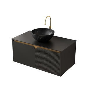 English Elm Noor Floating Bathroom Vanity 36 Inch Plywood Cabinet Walnut Finish Ceramic Basin W2615P380451
