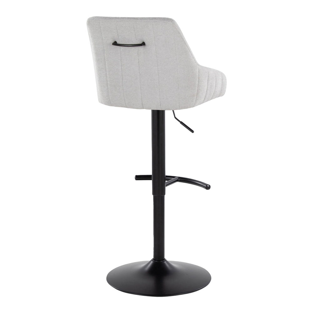 English Elm Hannah Adjustable Swivel Barstool Set of 2 — Transitional Padded Upholstered Seat with T‑Footrest and Black Metal Base, 360° Height Adjustable, Durable Indoor Seating (Each 250 lb) Grey B202S00931