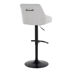 English Elm Hannah Adjustable Swivel Barstool Set of 2 — Transitional Padded Upholstered Seat with T‑Footrest and Black Metal Base, 360° Height Adjustable, Durable Indoor Seating (Each 250 lb) Grey B202S00931