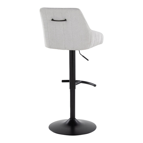 English Elm Hannah Adjustable Swivel Barstool Set of 2 — Transitional Padded Upholstered Seat with T‑Footrest and Black Metal Base, 360° Height Adjustable, Durable Indoor Seating (Each 250 lb) Grey B202S00931
