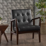 Christopher Knight Home® - Noble House - Marcola Mid Century Modern Faux Leather Club Chair with Wood Frame