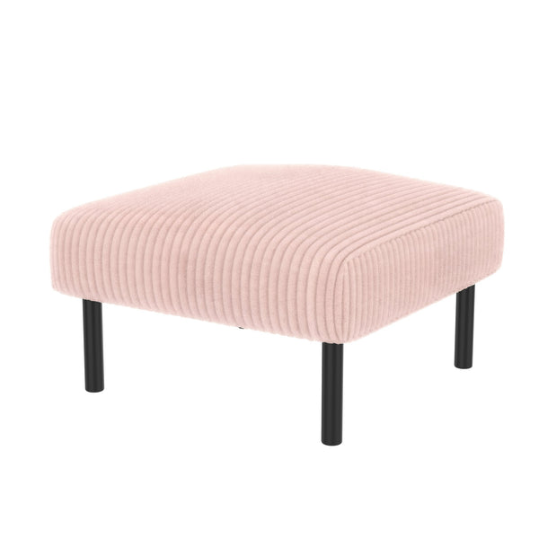 English Elm UNITED Corduroy Ottoman Footstool with Sturdy Frame, Soft Padded Seat, Versatile Living Room Stool Pink W1568P307253