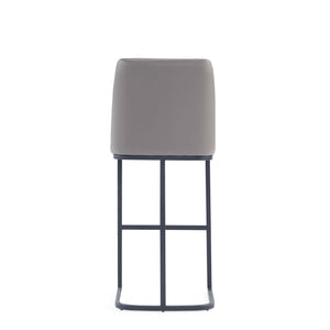 English Elm Serena Metal Upholstered Barstool with Matte Black Frame, Leatherette Cushion, Commercial Grade Comfort taupe B365P397928
