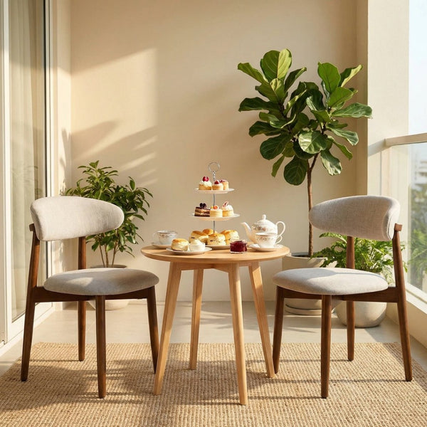 English Elm Wooden Upholstered Dining Chairs Set of 2 Linen Fabric Curved Back Farmhouse Style Gray W3204P456999