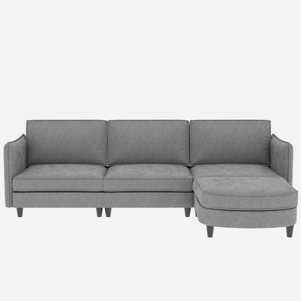 English Elm 107.8'' Large L-Shaped 3-Seater Sofa With Movable Ottoman & Storage Pockets For Modern Spaces W680S00037