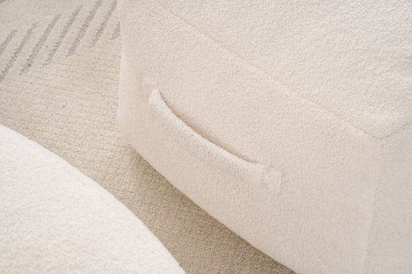 English Elm Foam Memory Foam Bean Bag Chair with Plush Chenille Cover, Large 42" Round Comfortable Lounger White W2915P283421