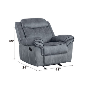 English Elm Zubaida Velvet Glider Recliner with Tufted Tight Back, Pocket Coil Seat & Pillow-Top Arms, 65" Gray 41 L x 31 W x 26 H B2726P253086