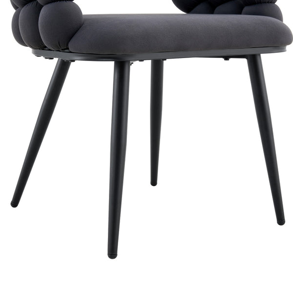 English Elm Set of 2 Sculptural Bubble Backrest Velvet Dining Chairs with Matte Black Legs W3875P370928