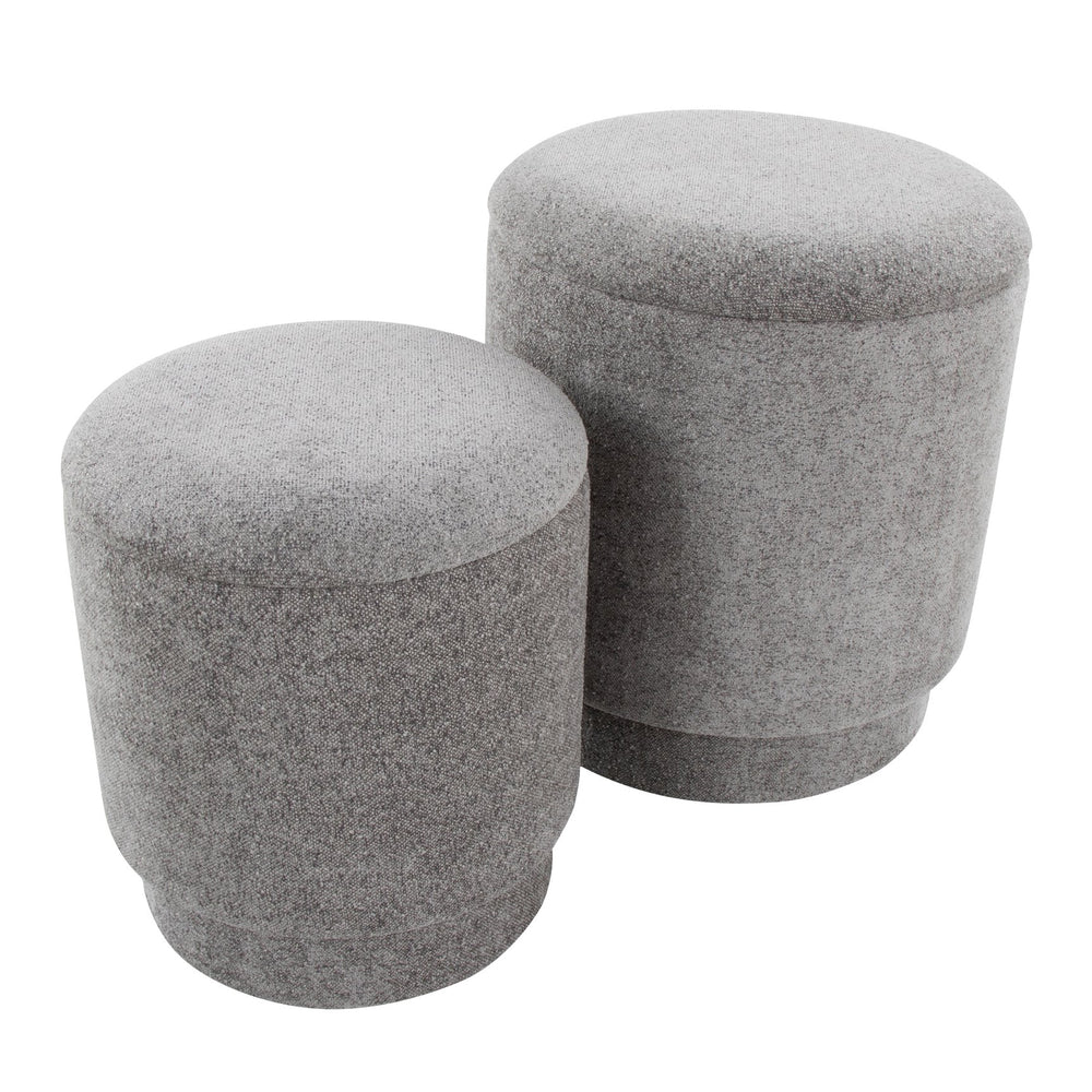 English Elm Marla Upholstered Ottoman Set by LumiSource — Contemporary Storage Seating Duo with Removable Lids and Plush Foam Comfort Grey B202P223743