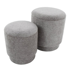 English Elm Marla Upholstered Ottoman Set by LumiSource — Contemporary Storage Seating Duo with Removable Lids and Plush Foam Comfort Grey B202P223743