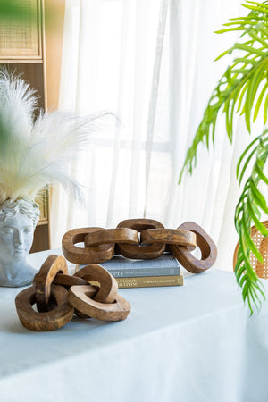 English Elm S/2 Teak Chain Decor Statues Set — 100% Teak Root Sculptures for Living Room, Hallway Accent, 24x14x14 W2078P360889