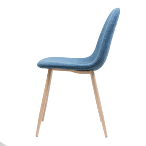 English Elm Christopher Knight Home® - Mid-Century Upholstered Dining Chair with Curved Back and Durable Metal Wood-Look Legs, Set of 2 Blue,Natural Walnut 60784.00MBLU