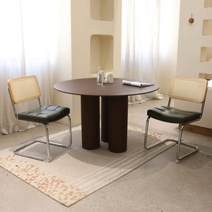 English Elm Dining Chairs Set of 2 Mid-Century Chrome Cantilever Faux Leather Rattan Back Accent Chairs Dark Green W2105P346391